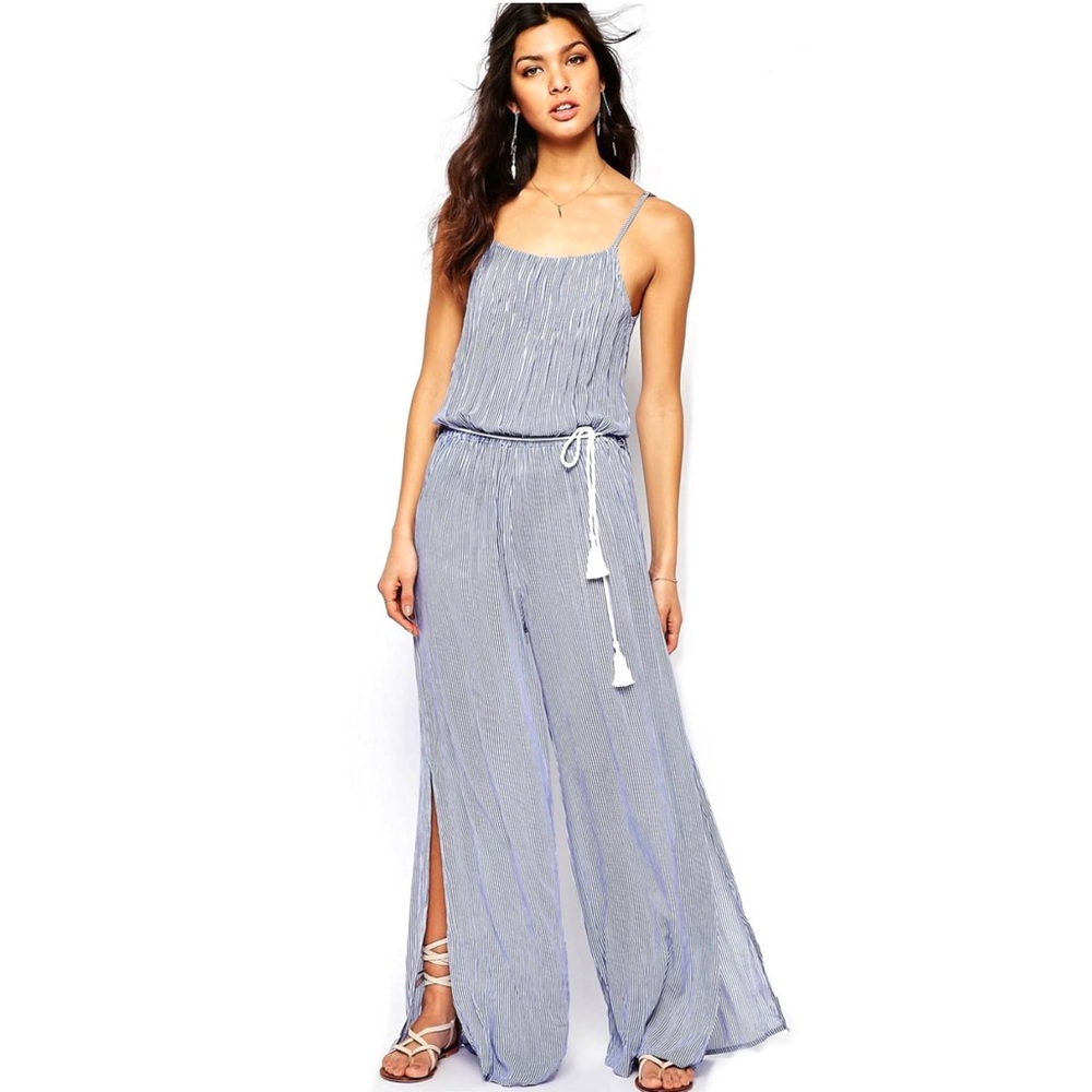 FAITHFULL THE BRAND BLUE STRIPED JUMPSUIT